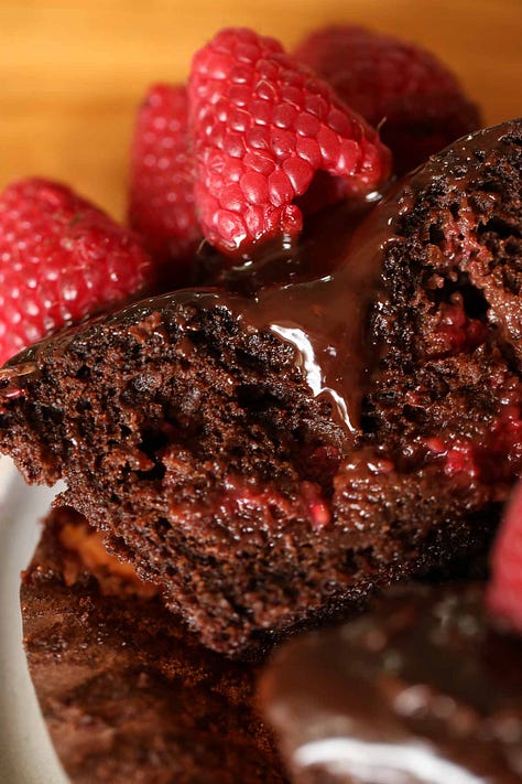 Making a chocolate raspberry cupcake