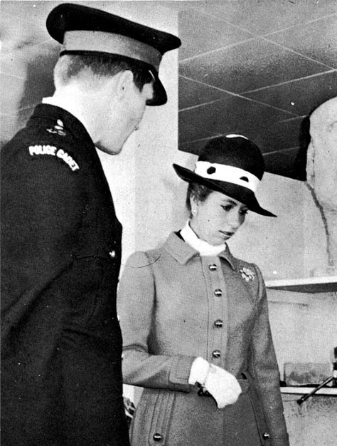 A series of images showing Princess Anne meeting cadets and officers while touring the new cadet school.