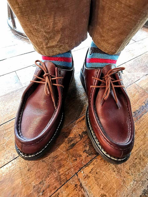 Belts. Scarf. Paraboots. Loafers.