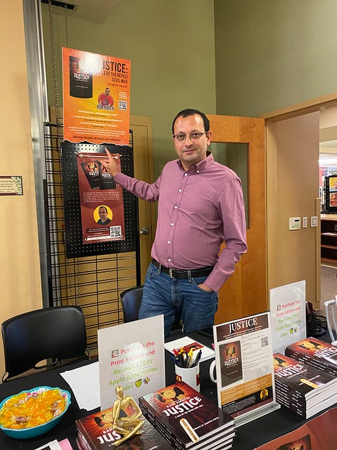 Gallery of images from Comic Con at Bosler Library in Carlisle, PA, featuring Ram Khatri sharing Justice: A Tale of the Nepali Civil War with American audiences, joining creators, artists, and librarians in celebrating diverse stories and resilience.