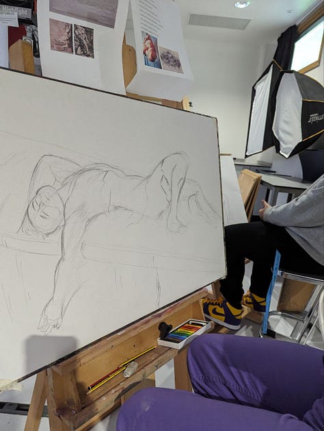 nude model posing for drawing cardiff