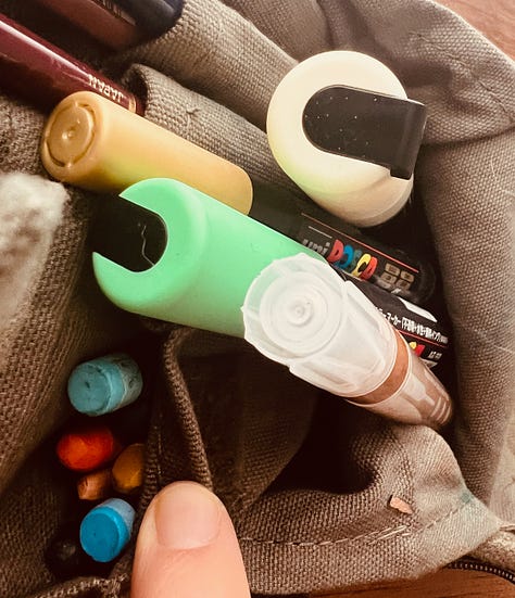 Inside my travel art bag.