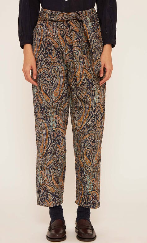 Antik batik paisley pants maria tash paisley earring loro piana paisley scarf