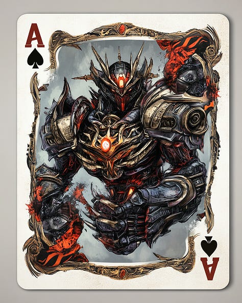 Playing card showing a butterfly, transformer, villager