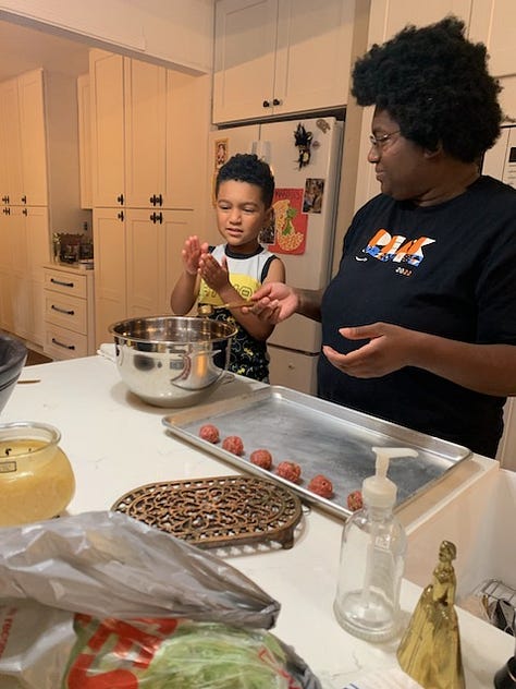 Meatball making with the kiddo 