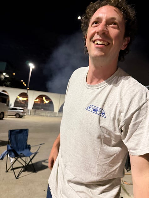 Liam grills for the gang in Dallas, Texas, last week.