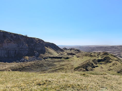 mountain scenery in Bannau Brychieniog Brecon Beacons on a sunny day