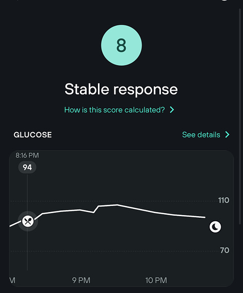 Glucose response to ice cream