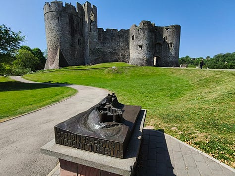 castle walls in the sunshine in Wales