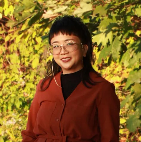 Left: Black woman with salt-and-pepper black hair wears her black hair in a twist; she sears earings, a white shirt, and black blazer. Middle: A black woman with short hair wears classes and a purple dress; she holds a book in front of her that reads Black Disability Politics. Right: An Asian woman with black hair wears glasses and a black shirt and dark brown jacket.