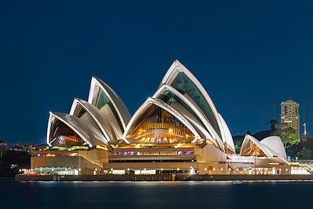 Images of the construction and completion of the Sydney Opera House