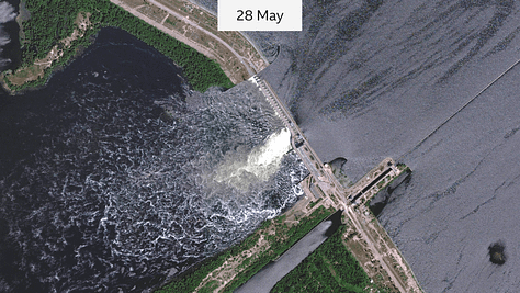 The destruction of the Kakhovka Dam. Satellite images