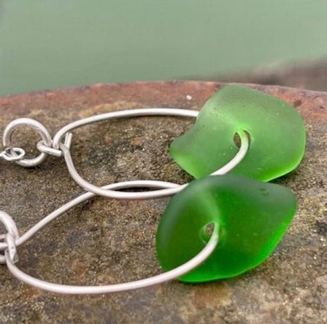 Eco Octopus Sea glass crone earrings Lynda Nurse Crone Club recomends