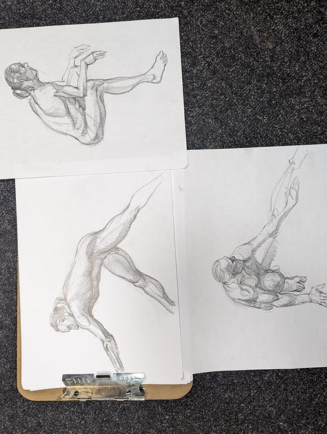 Male life model in dynamic poses
