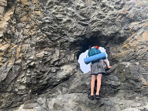 Doing a short cave hike with the boys. Top of the mountain selfie! Amazing views of the Olympic interior. Post mountain climb feast. Scrambling on the Olympic coast. Petroglyphs of an orca, a salmon? and some bears.