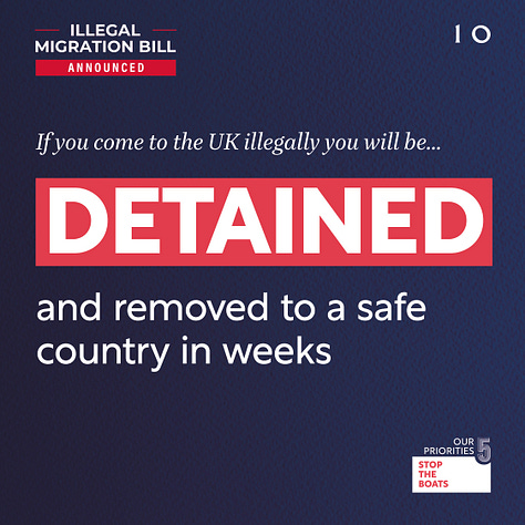 Rishi Sunak's series of images explaining the key points of the illegal migration bill