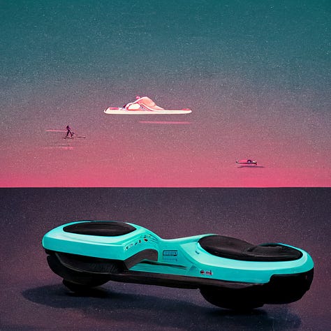 Hoverboard in Midjourney V1 - V6