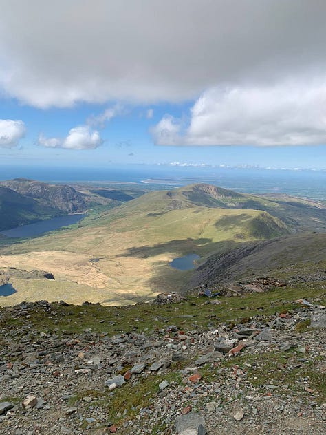 scenic views of natur and the hillside on snowdon, north wales