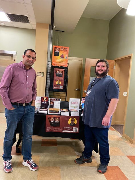 Gallery of images from Comic Con at Bosler Library in Carlisle, PA, featuring Ram Khatri sharing Justice: A Tale of the Nepali Civil War with American audiences, joining creators, artists, and librarians in celebrating diverse stories and resilience.