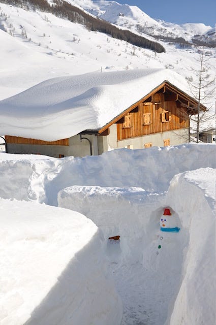 Top L: the road down the Stelvio Pass, cows in a summer Alpine snow storm, wildflowers in Valemalenco, bed stones warming on the fire at a rifugio, spying a stambeco (mountain goat) on a high ridge at 3000m+, skiing in Bormio, snow like thick icing in Madesimo, Alpine peaks and piste Madesimo, me with a hot bedstone to warm my feet 