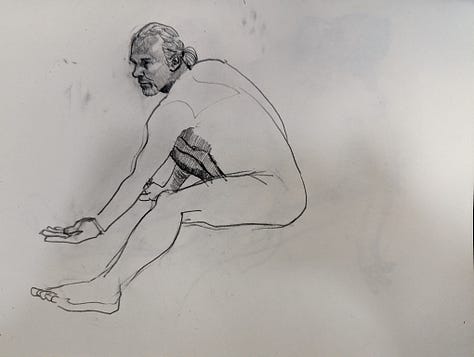 Male life model in dynamic poses