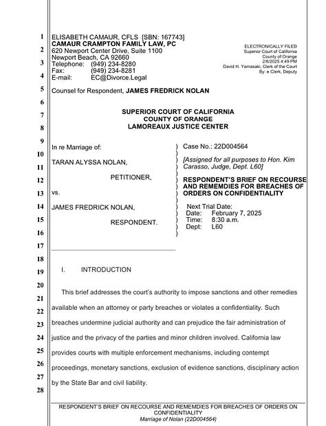 Filed by Mr. Nolan's Attorney Liz Camaur