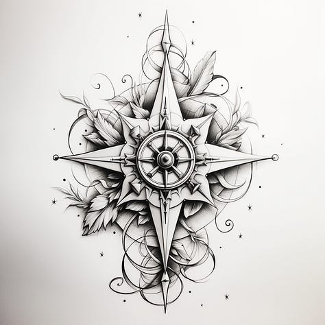 Abstract / compass / snake tattoo designs in MJ
