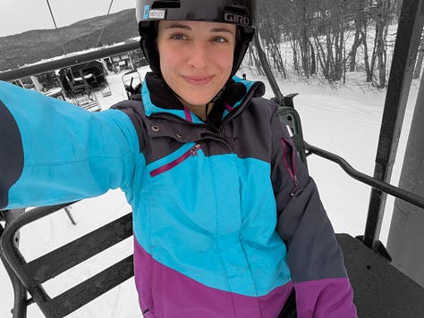 A photo gallery of the author in her late twenties—kayaking, hiking, smiling with friends, and living in quiet contrast to societal expectations.