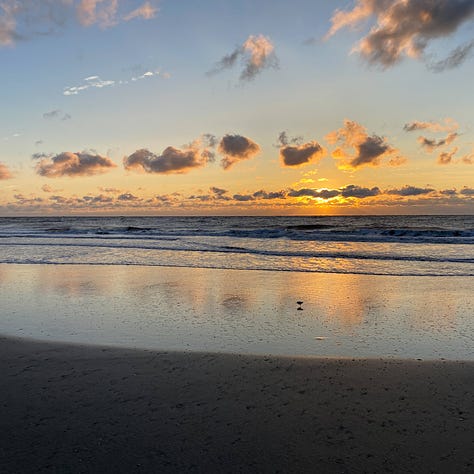 three views of ocean and sky at sunrise, sunset and dusk