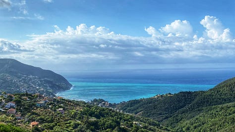 Images of the coastal topography from an Italian village on the Mediterranean. 