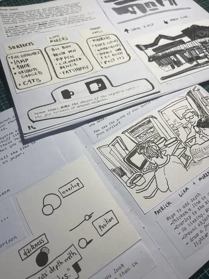 An assortment of eye-catching zines from the Substack community, each displaying unique illustrations and eclectic themes.