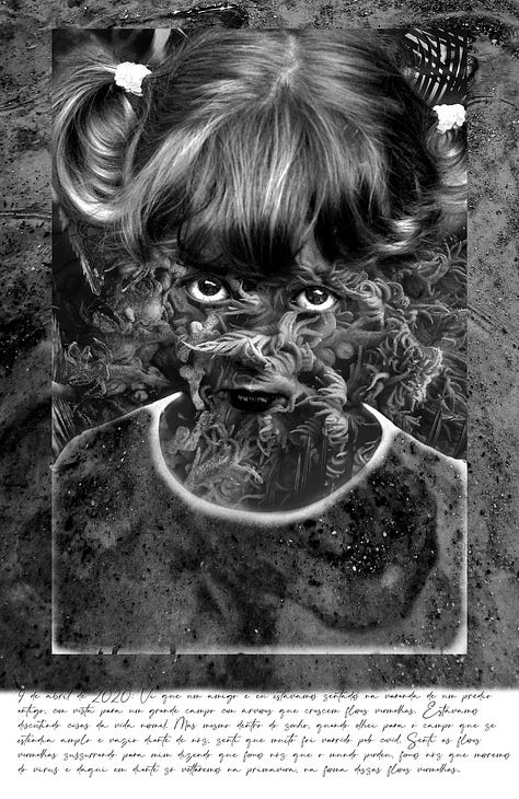 Obras da série O sonhário da Srª. M.N., 2022 - imagens em preto e branco, surrealistas