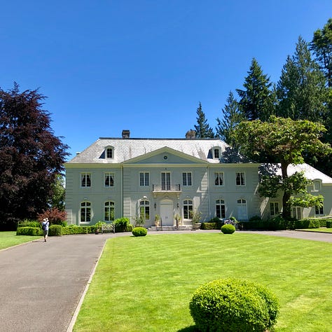 Gardens around Mid Pond, the Residence, and looking over the Bluff to the Salish Sea.