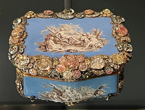 Snuffboxes, porcelain, and silver dinner services