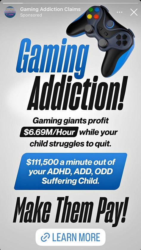 Targeted ads for gaming addiction