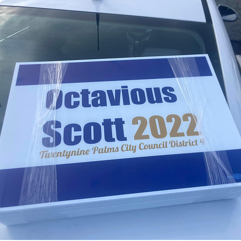xamples of Octavious Scott's campaign materials from 2022
