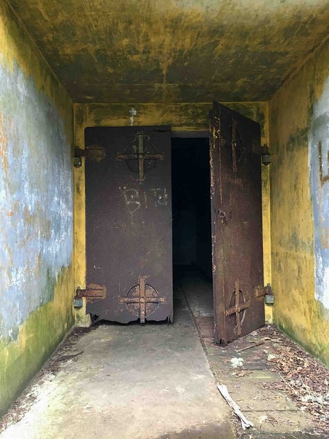 rusted doors and damp hallways