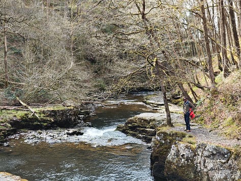 waterfalls of bannau brychieniog on a sunny day