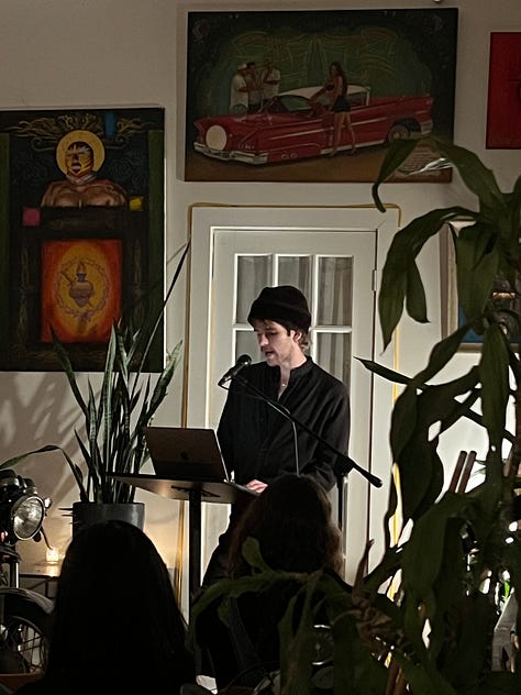 Shawn Cremer reading at and attending literary events in New York City.