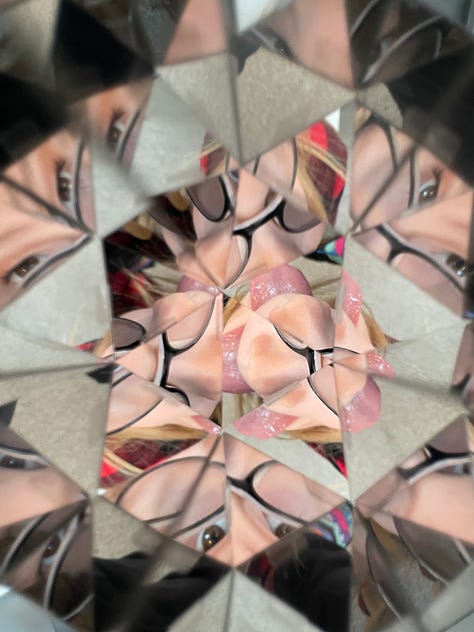 Photos of eyes and mouth through a kaleidoscope 