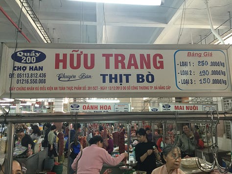 Vietnam menus and food stores. 
