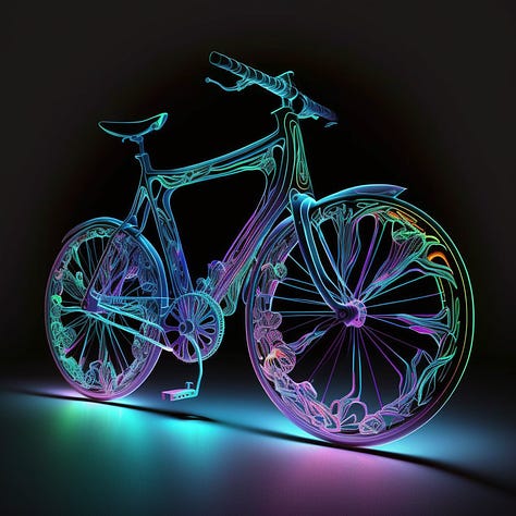 Blacklight hamster / bicycle / volcano prompt