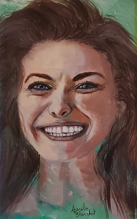 Peintures représentant des portraits de femmes souriantes sur le thème de la joie