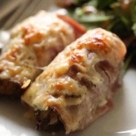 Endive Bechamel served with salad, a baguette and an Apple Galette