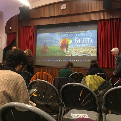 Watching SEED: An Untold Story film in a local church hall; Eating "seasonal on toast" at Brunswick East; Making leaf lanterns as part of a community garden session in a housing estate.