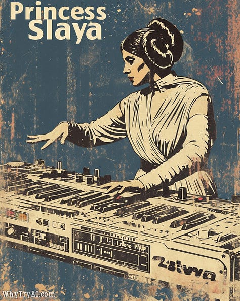 Darth Fader, Princess Slaya, DJ Art - Rock Star Wars by Midjourney V6