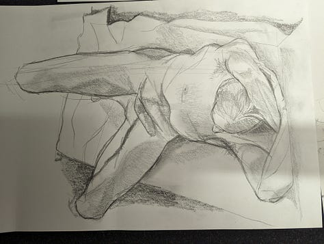 life drawing of nude model in cynon valley cardiff