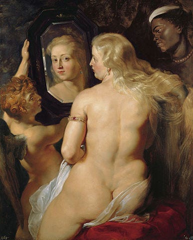 Paintings of Venus at her toilet by Titian, Bellini and Rubens