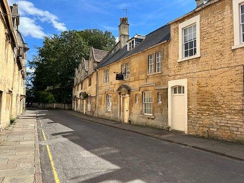 Church Street, Corsham and there are more lovely houses including the weavers cottages and the Folly of Corsham Court is visible. Images: Roland's Travels