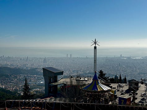 Hiking to the Tibidabo in Barcelona, Catalonia, Spain